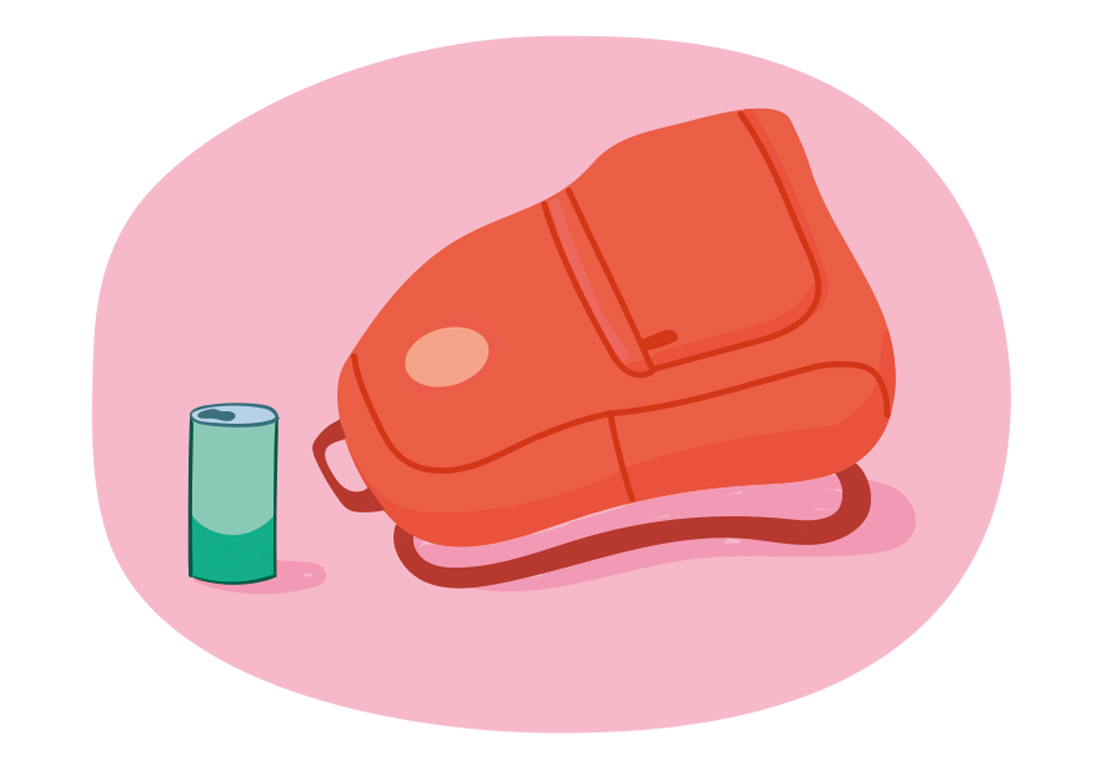 Illustration av en röd ryggsäck.